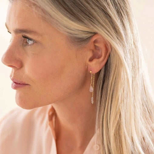 Felicity Rosenquarz Labradorite vergoldete Ohrringe