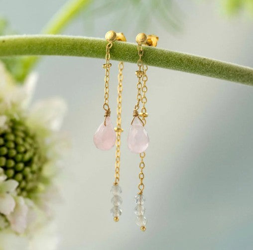 Felicity Rosenquarz Labradorite vergoldete Ohrringe