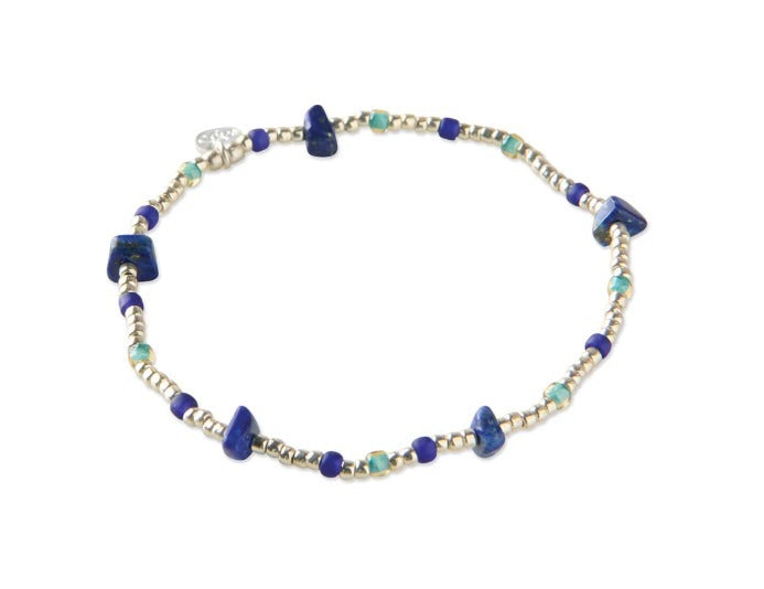 Flashy Lapislazuli silberfarbiges Armband