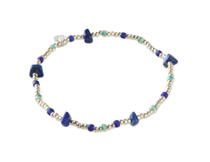Flashy Lapislazuli silberfarbiges Armband