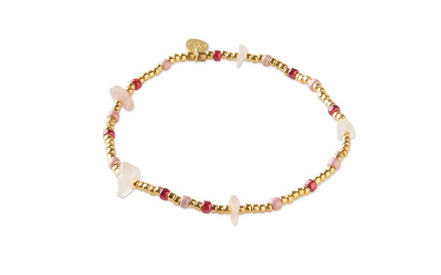 Flashy Rosenquarz goldfarbiges Armband