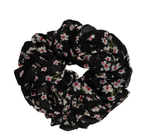 Flower Scrunchie-Black