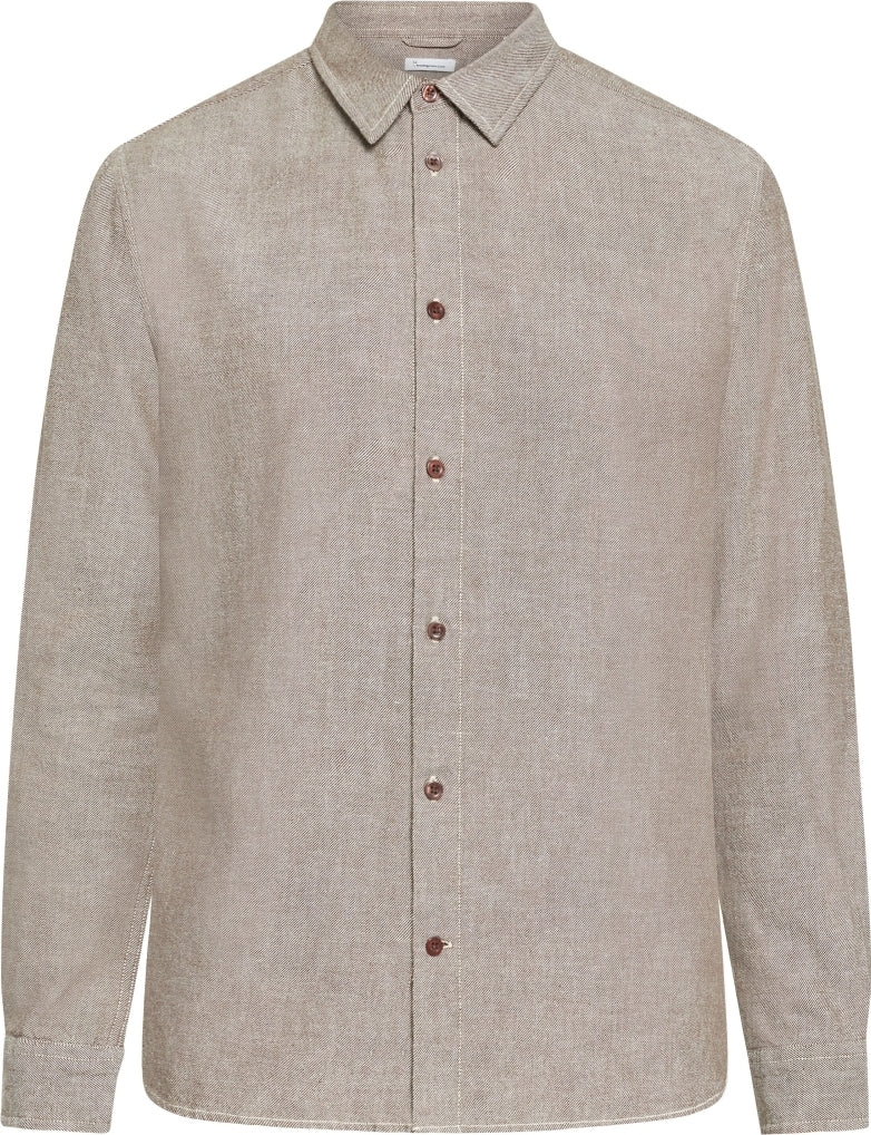 Regular fit heavy twill flannel shirt brown