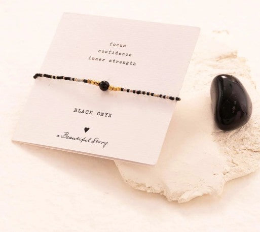 Iris Card Schwarzer Onyx goldfarbiges Armband