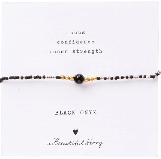 Iris Card Schwarzer Onyx goldfarbiges Armband