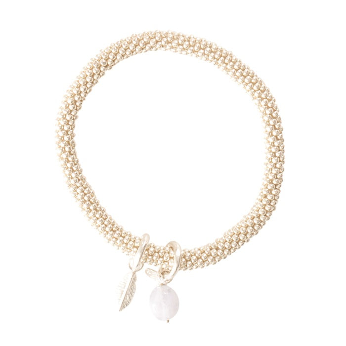 Jacky Blue Lace Agate Feather Silver Bracelet