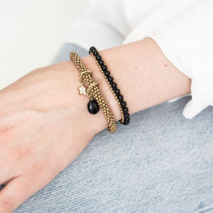 Jacky Black Onyx Star Gold Bracelet