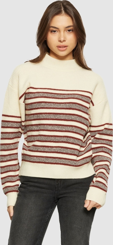 Lambswool stripe blocking crew neck - RWS