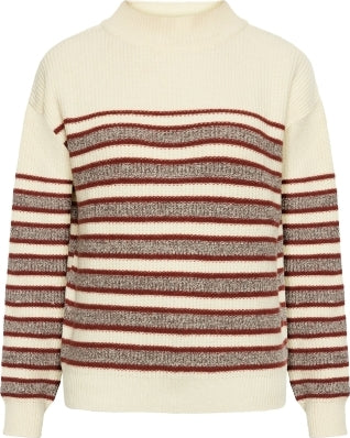 Lambswool stripe blocking crew neck - RWS