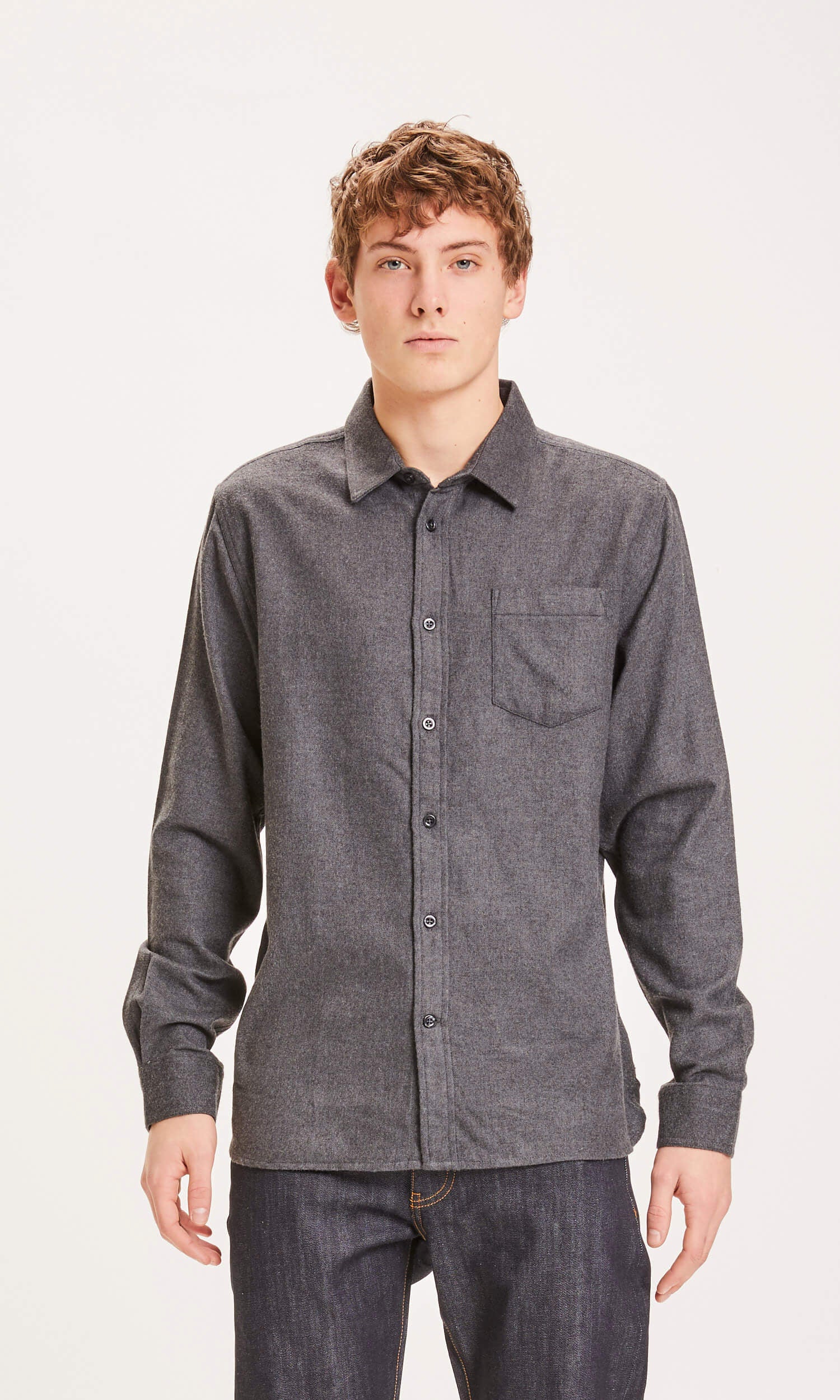 Larch regular fit solid heavy flannel shirt
