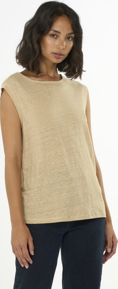 Loose fold up linen t-shirt