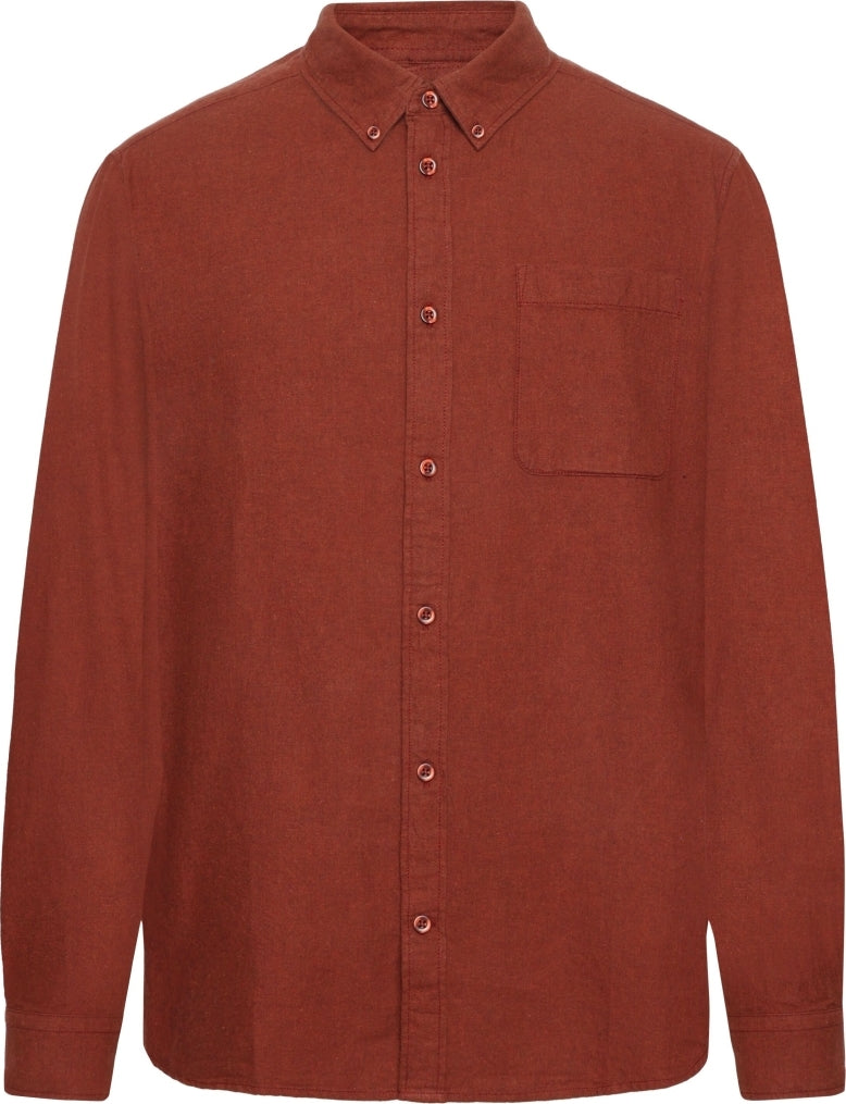 Regular fit melangé flannel shirt Fired Brick