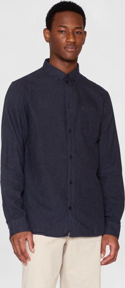 Regular fit melangé flannel shirt