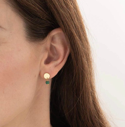Mini Coin Aventurin vergoldete Ohrringe