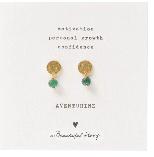 Mini Coin Aventurin vergoldete Ohrringe