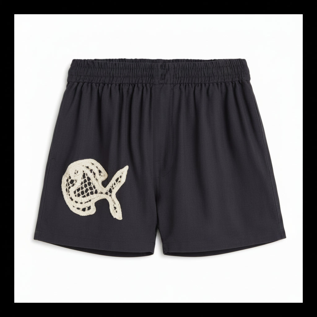 Navy Fish Patch Geraldine Shorts