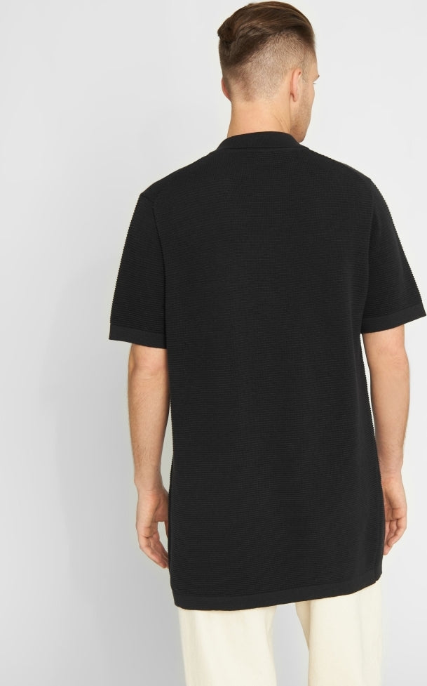 Polo with zipper in reverse knit