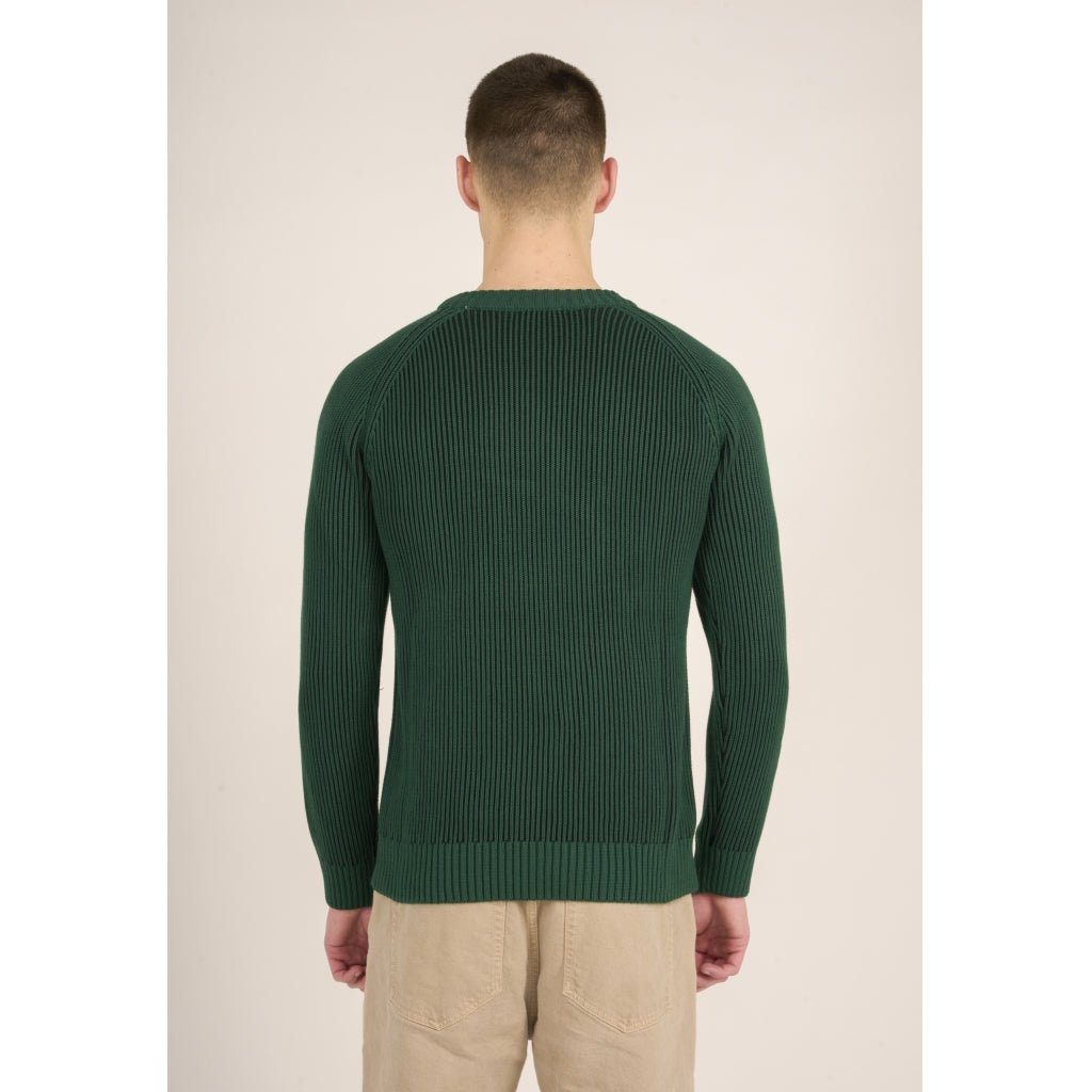 Two toned rib raglan crew neck knit