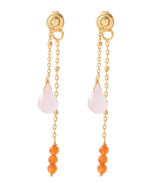 Felicity Rosenquarz Karneol Vergoldete Ohrringe