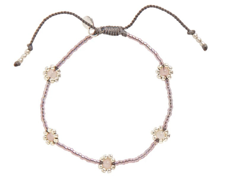Botanic Rosenquarz silberfarbiges Armband
