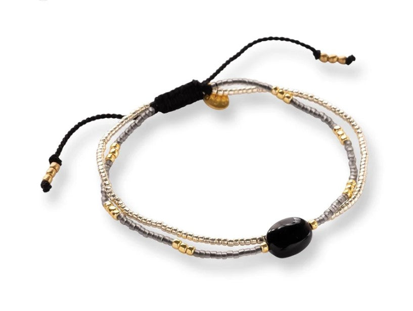 Feeling Schwarzer Onyx goldfarbiges Armband
