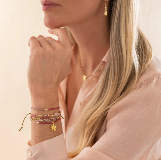 Shining Rosenquarz goldfarbiges Armband