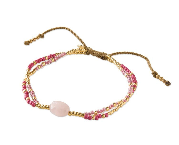 Shining Rosenquarz goldfarbiges Armband