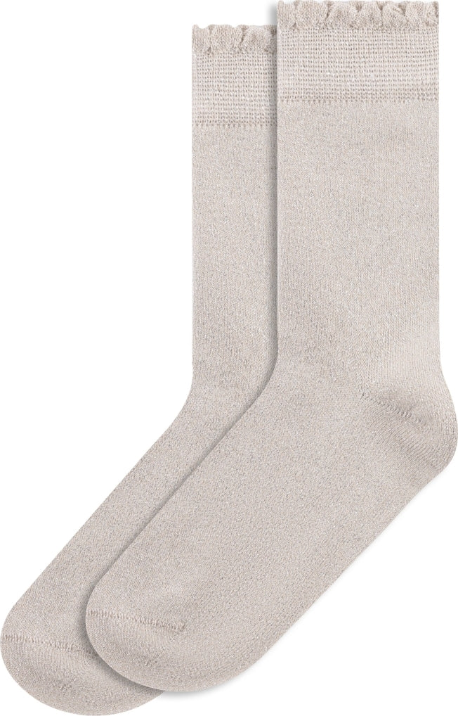 Scallop rib edge glitter socks