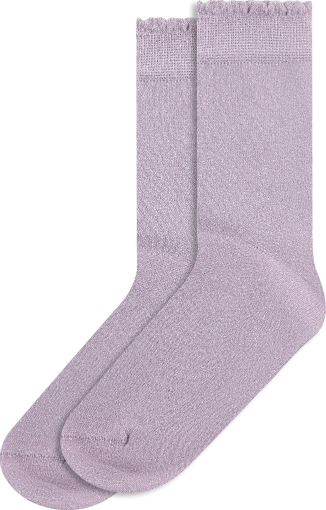 Scallop rib edge glitter socks
