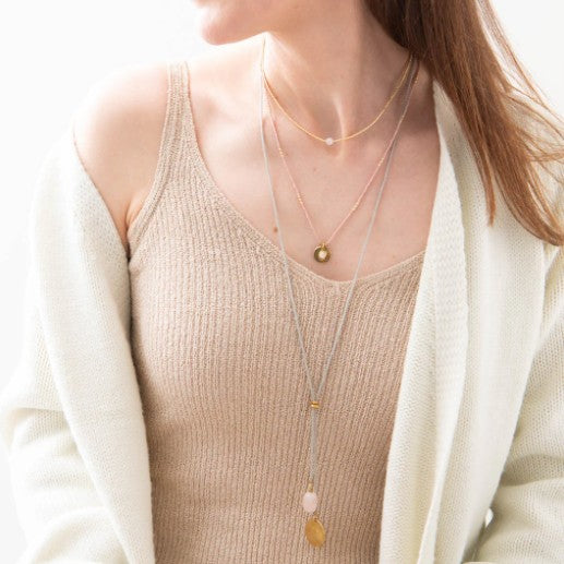 Timeless Rosenquarz vergoldete Halskette