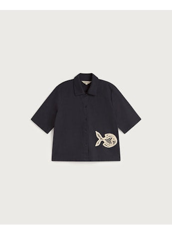 Navy Fish Patch Ane Blouse