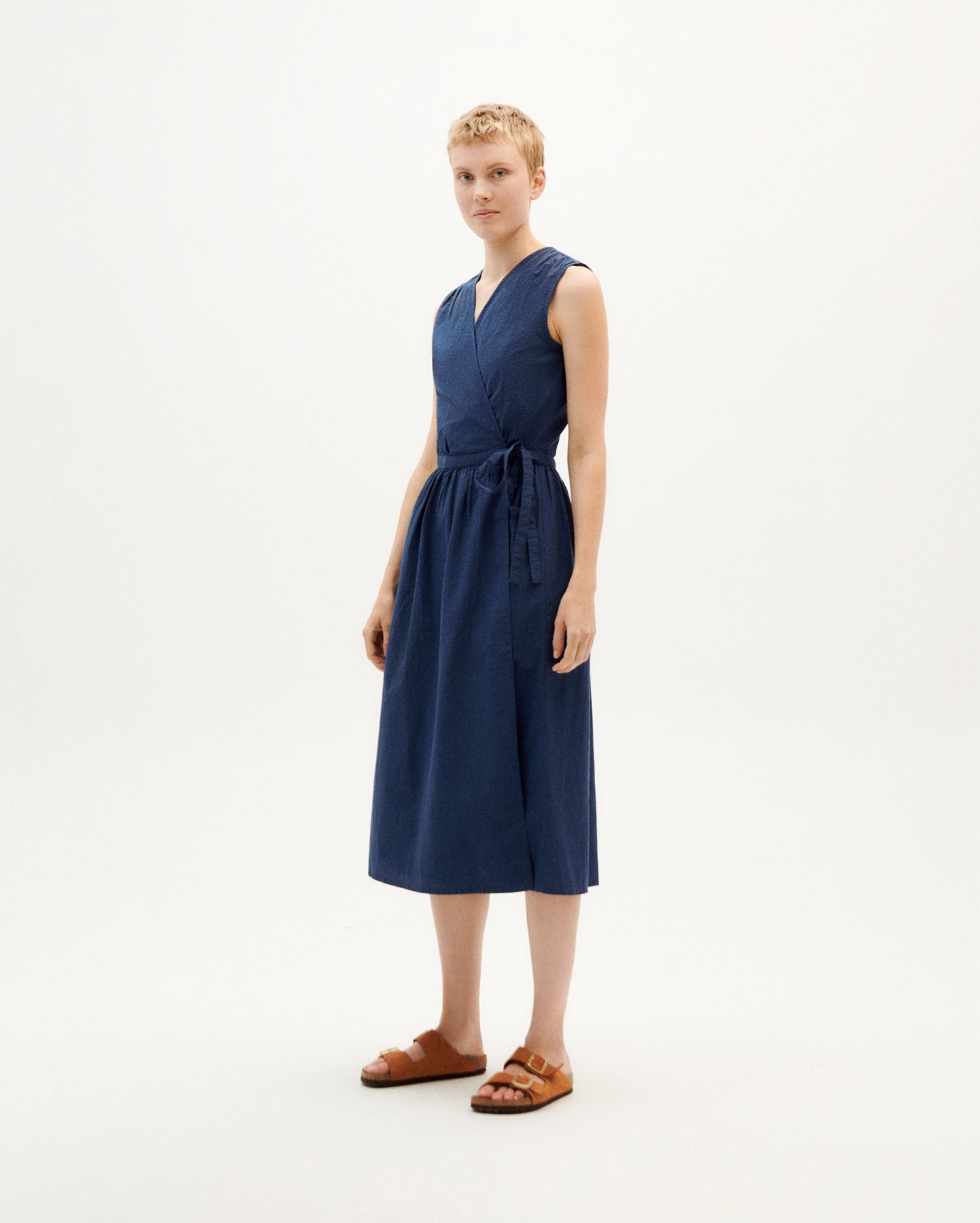 Navy Seersucker Amapola Dress