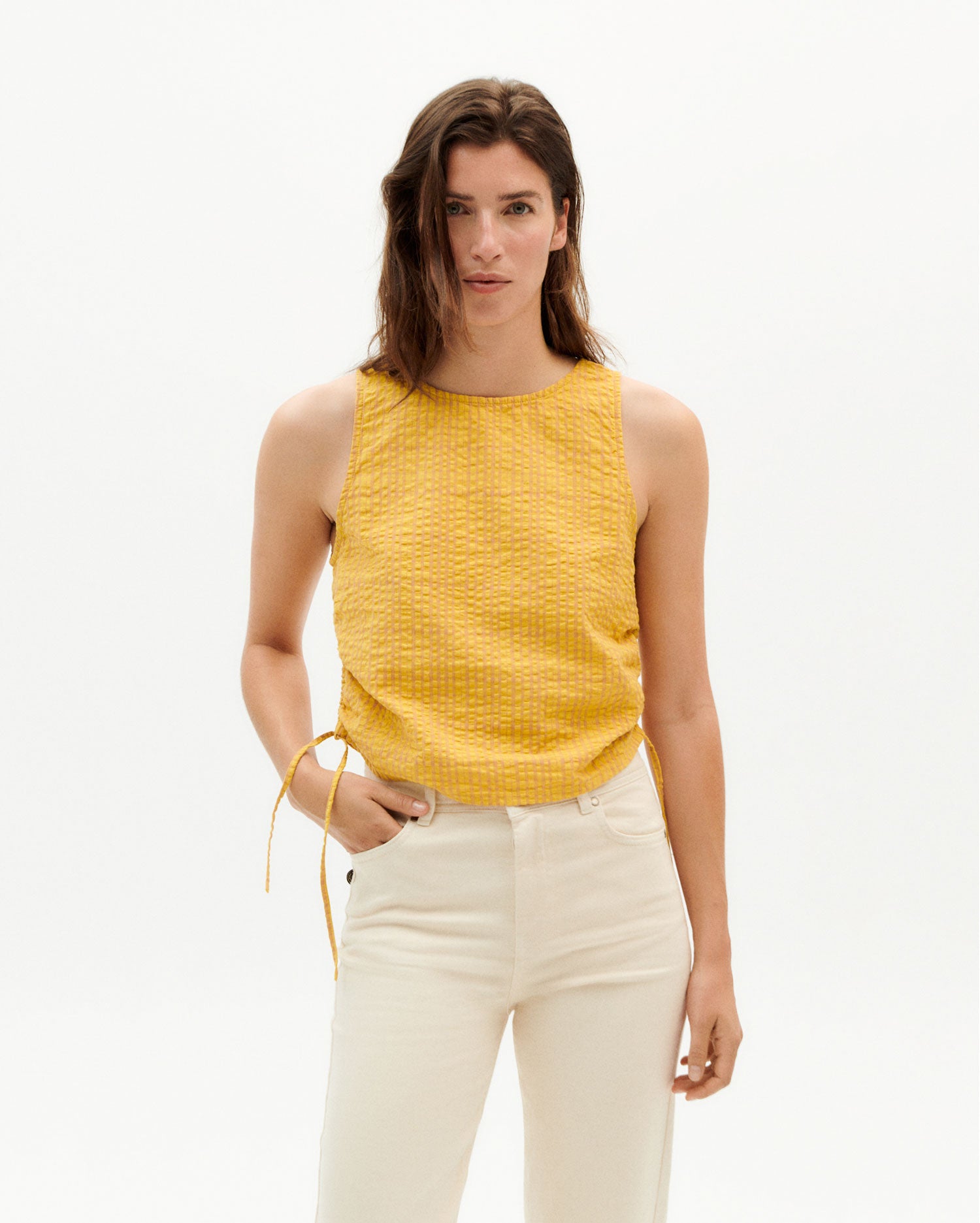 Yellow Seersucker Florence Top