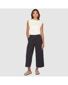 Posey mid-rise wide slub yarn cropped pants