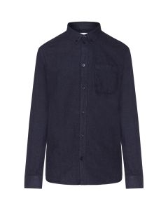 Regular fit melangé flannel shirt Navy