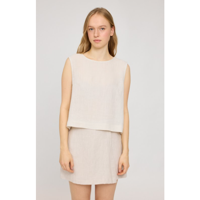 Sleeveless Linen Top Beige