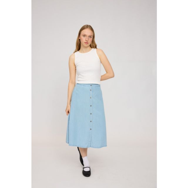 Denim Midi Skirt light blue