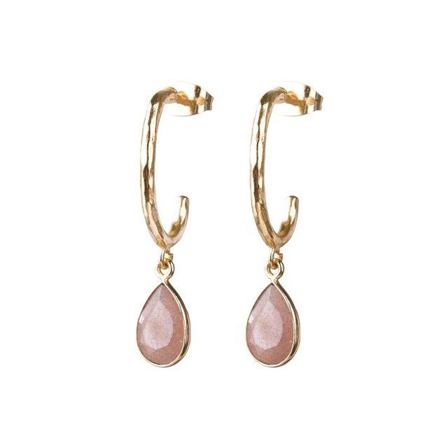 Admiring Peach Moonstone Earrings