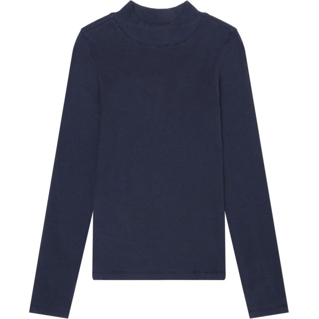 Rib high neck long sleeved navy