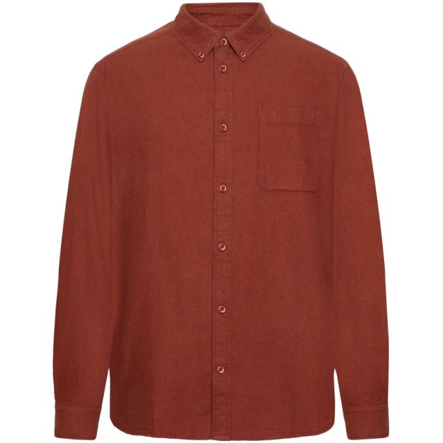 Regular fit melangé flannel shirt Fired Brick