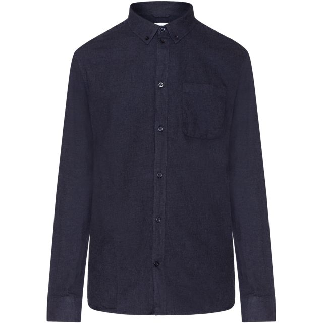 Regular fit melangé flannel shirt Navy