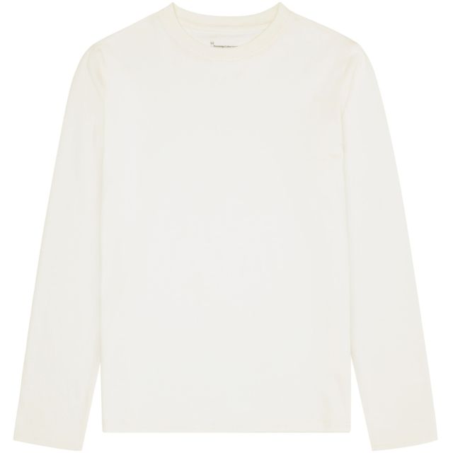 Basic pima cotton long sleeve t-shirt off white